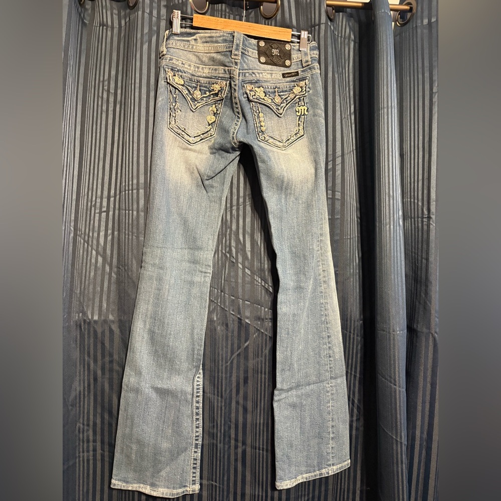 Miss Me Light Blue Boot Cut Jeans with Embroidery